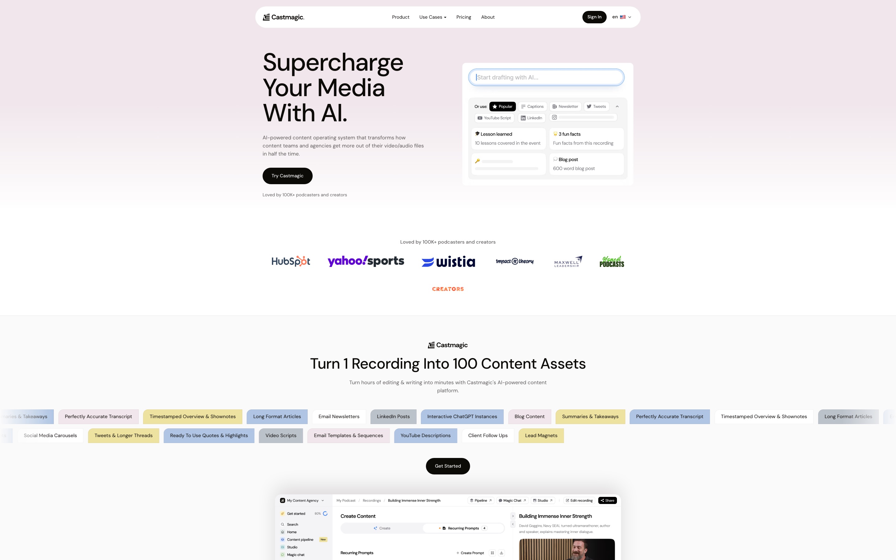 Castmagic homepage screenshot