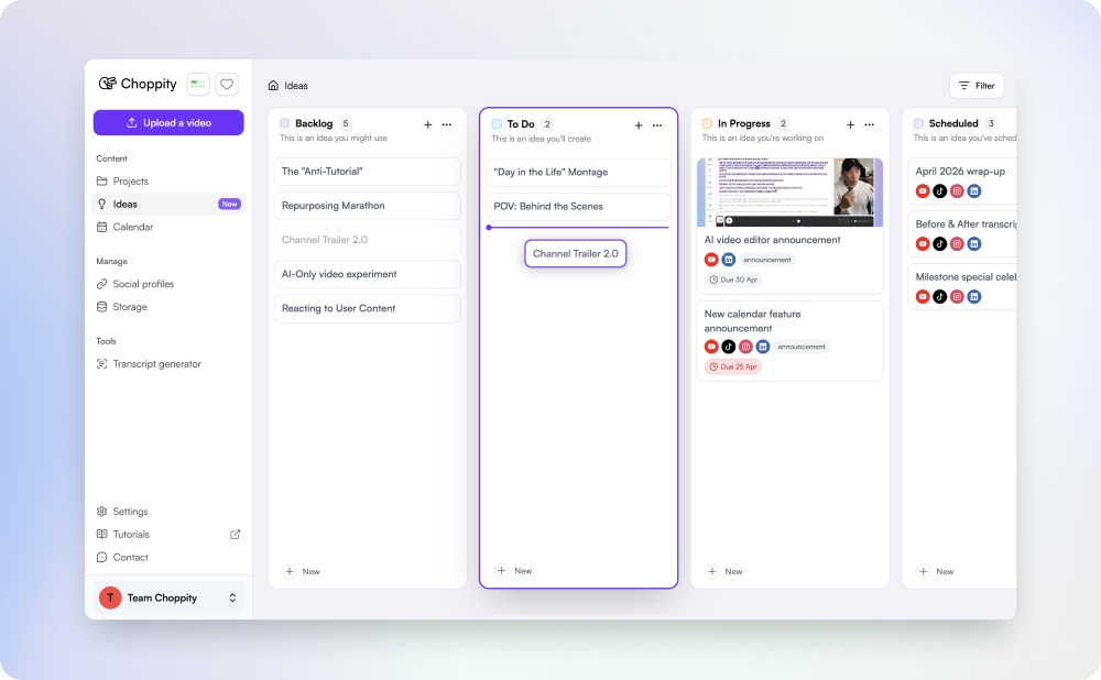 Ideas board, planner and social media scheduler — all-in-one