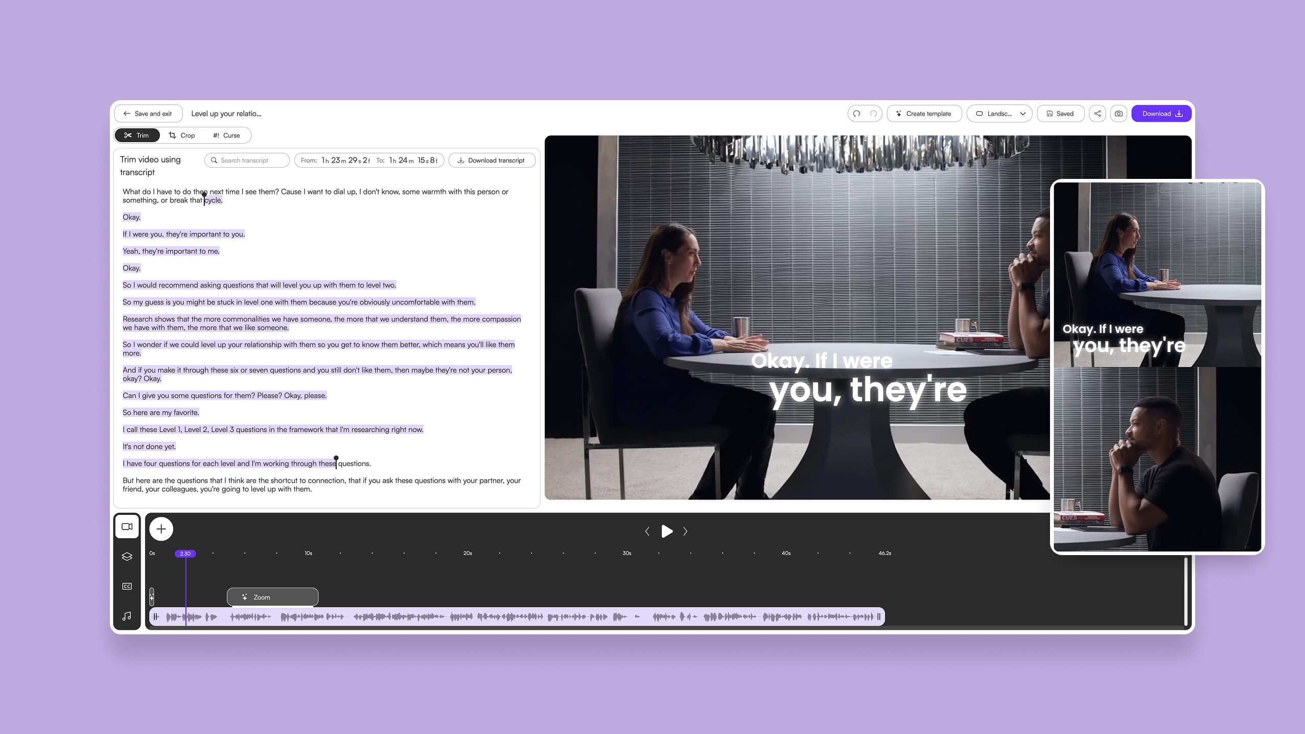 Automated framing – Perfectly reframe videos for portrait, landscape and square formats