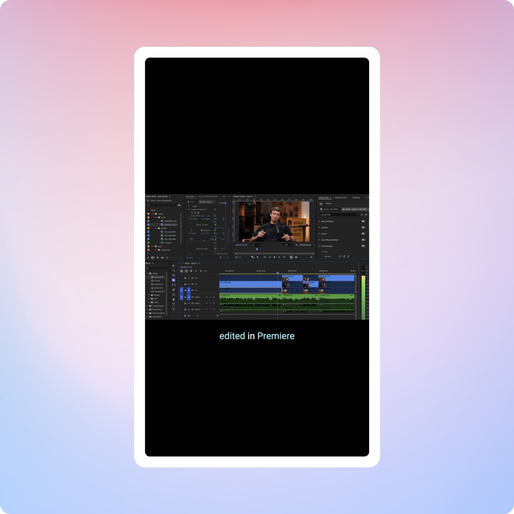 Landscape B-Rolls are detected and re-framed to portrait