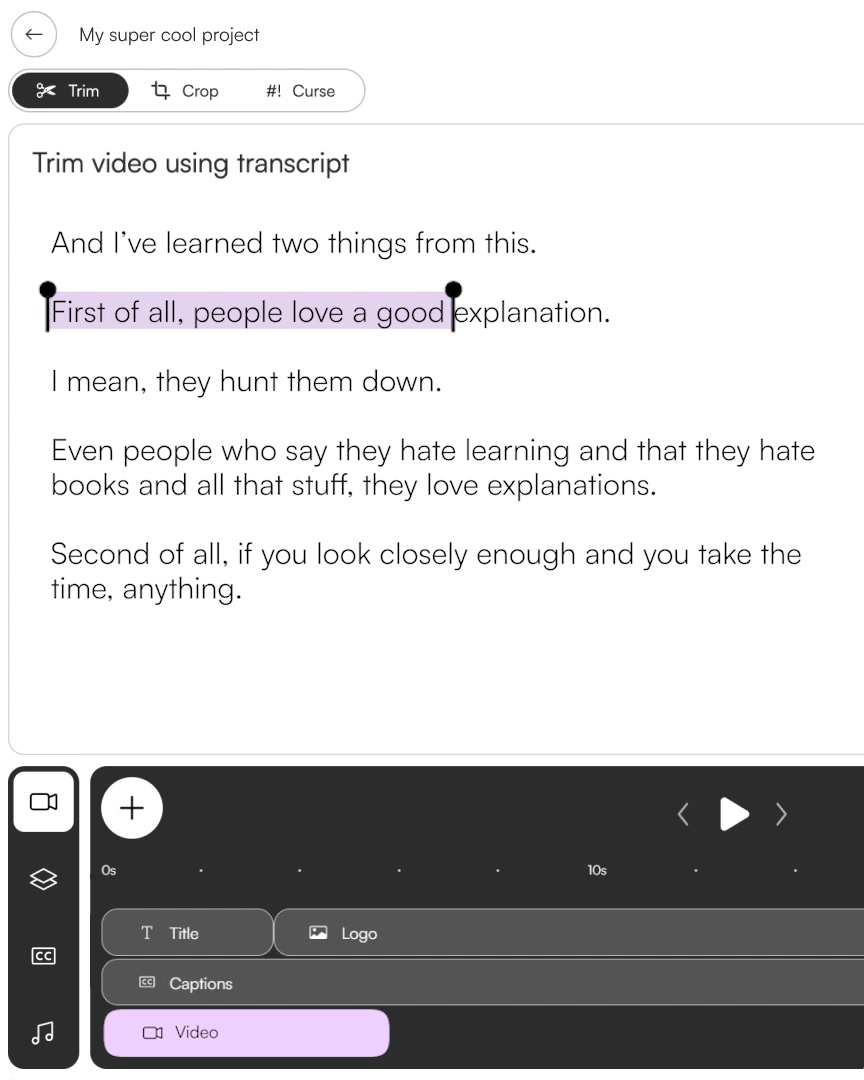 Text-based video editing