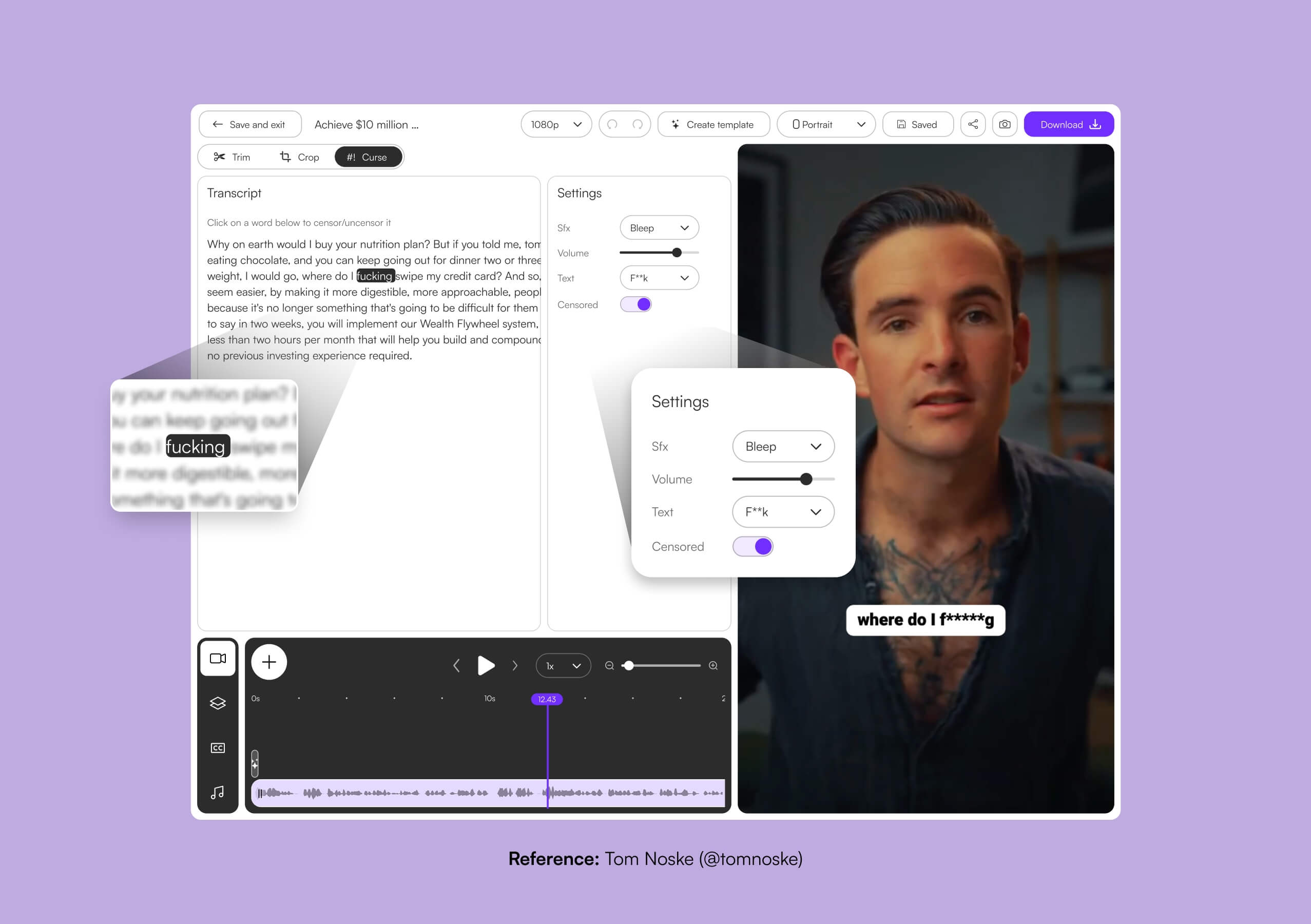 Profanity censoring – Automatically censor swear words in videos