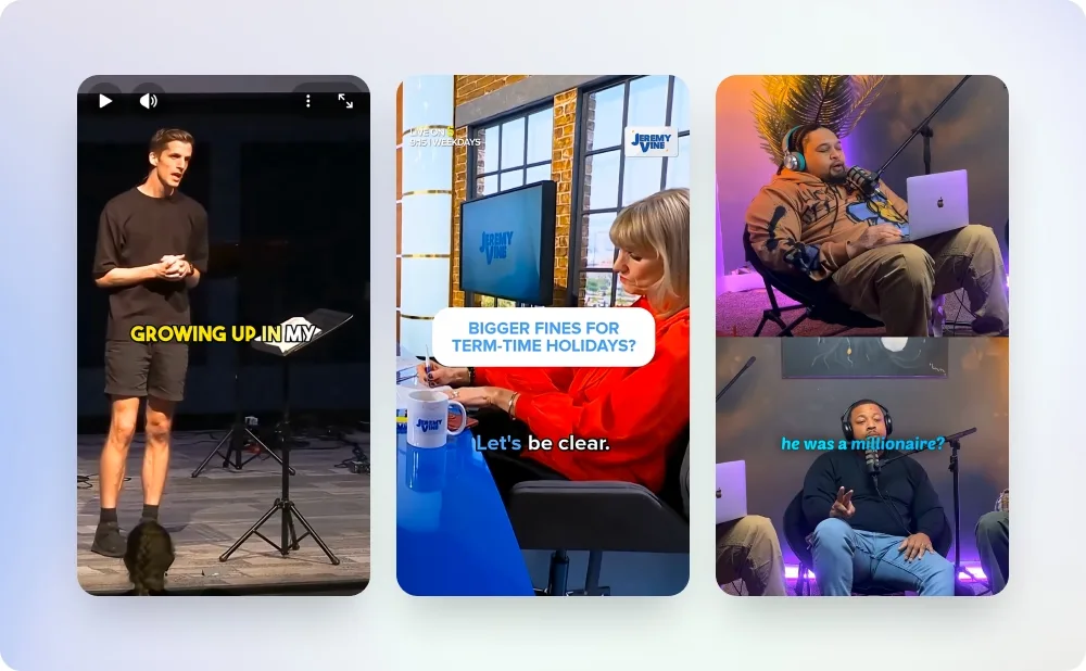 Auto-captions for TikTok, Instagram Reels, YouTube Shorts & Facebook Reels